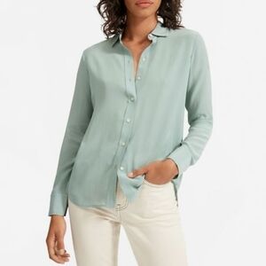Everlane The Clean Silk Relaxed Button-Down Shirt Size 14 Quiet Luxury